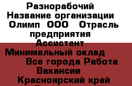 Разнорабочий › Название организации ­ Олимп, ООО › Отрасль предприятия ­ Ассистент › Минимальный оклад ­ 25 000 - Все города Работа » Вакансии   . Красноярский край,Бородино г.